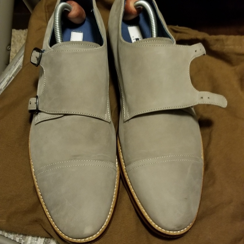 Grey Monkstrap Shoes By Joseph Abboud